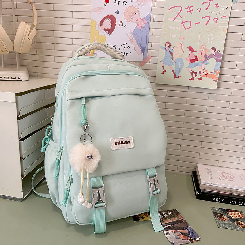 Simple solid color lightweight durable student backpack - available in small, medium, and large sizes - perfect for elementary, middle, high school, and university students