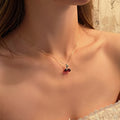 Japanese and korean high-end red pendant cherry necklace for women summer accessible luxuryniche style design clavicle chain elegant exquisite necklace