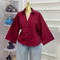 European and american cross-border women's spring  new fashion design turn-down collar loose casual versatile shirt top