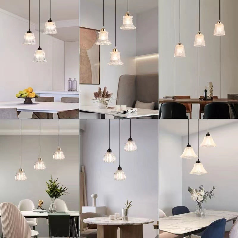 Minimalist personalized bar lighting aisle light luxury Internet celebrity meal restaurant chandelier three modern creative glass chandelier