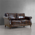 American country solid wood living room sofa retro single double three villa model room small apartment leather sofa