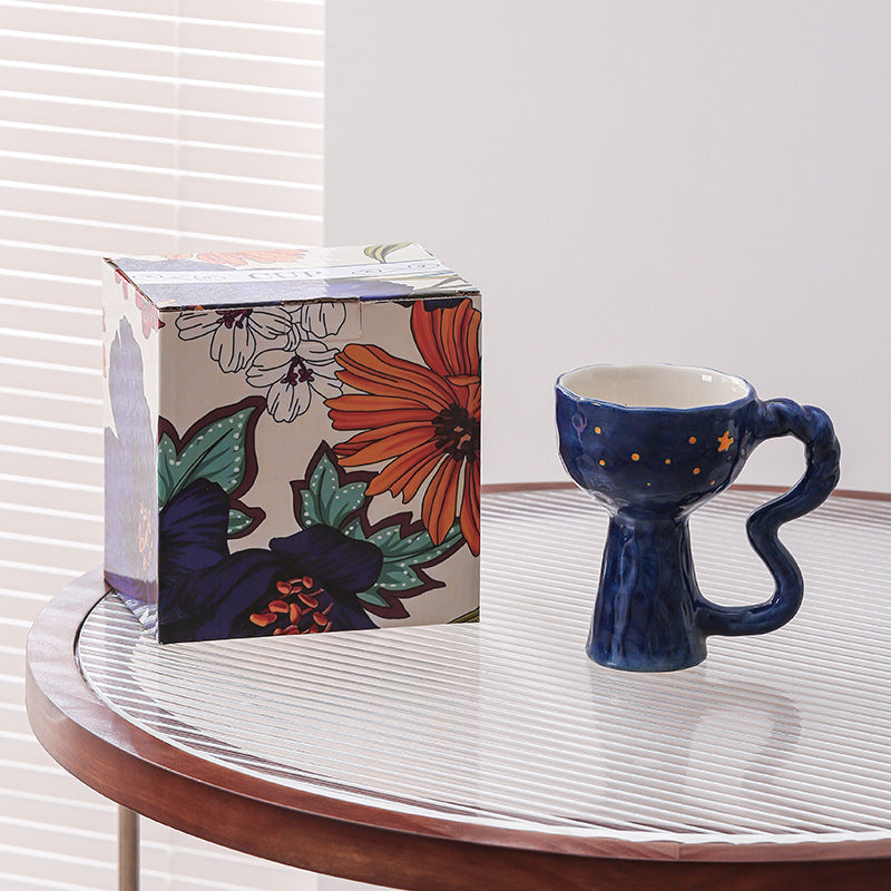 Creative niche handmade mugs, goblets, vintage ceramic coffee cups, ice cream cups, afternoon tea cups - gift box set