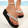 Thick sole flip flops for women, wedge heel, summer non-slip mid-heel outwear flip-flops, seaside casual beach sandals