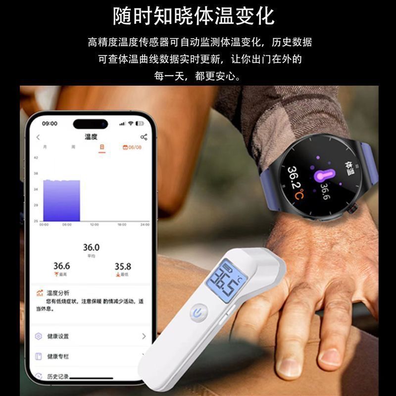 2025 precision non-invasive blood glucose monitoring smartwatch: measures blood uric acid, lipids, blood pressure, heart rate, and body temperature. features nfc payment and smart calling