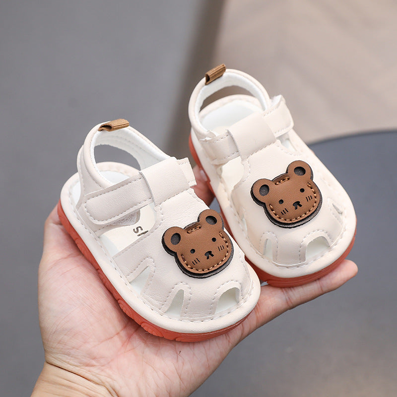 Summer infant toddler shoes, boys' and girls' squeaky shoes, tendon sole sandals, closed-toe baby shoes, soft sole non-slip children's shoes