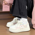 Girls' versatile chunky sole sneakers - new spring  cartoon sports casual trendy white shoes for students