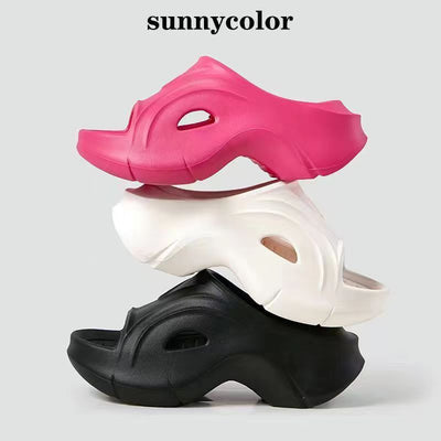 2024 summer fashion height increasing sandals women's outdoor new thick sole non-slip ins trendy beach flip flops sandals