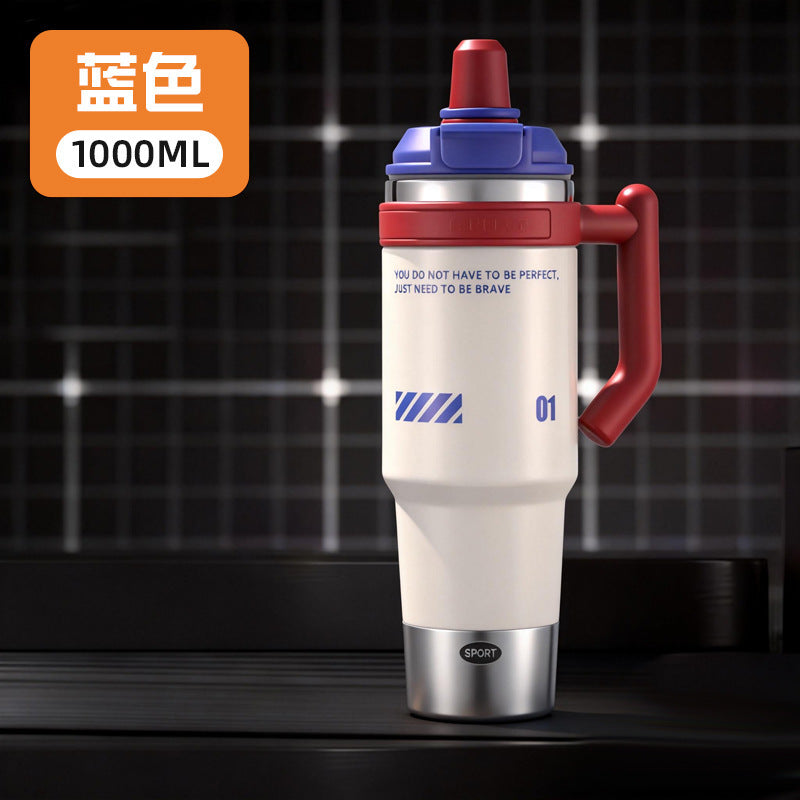 316 stainless steel ice cup handle portable straw double drink thermos cup outdoor sports water kettle wholesale