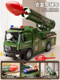Kids' oversized alloy double-door missile car military tank rocket launcher toy car model for boys, ages 3-6