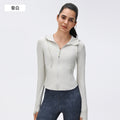 New women's windproof drawstring hooded yoga jacket - cropped, slim-fit, running & fitness jacket d25180