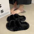 New korean style ins trendy fuzzy slippers women's outdoor winter indoor non-slip warm plush lazy cotton slippers