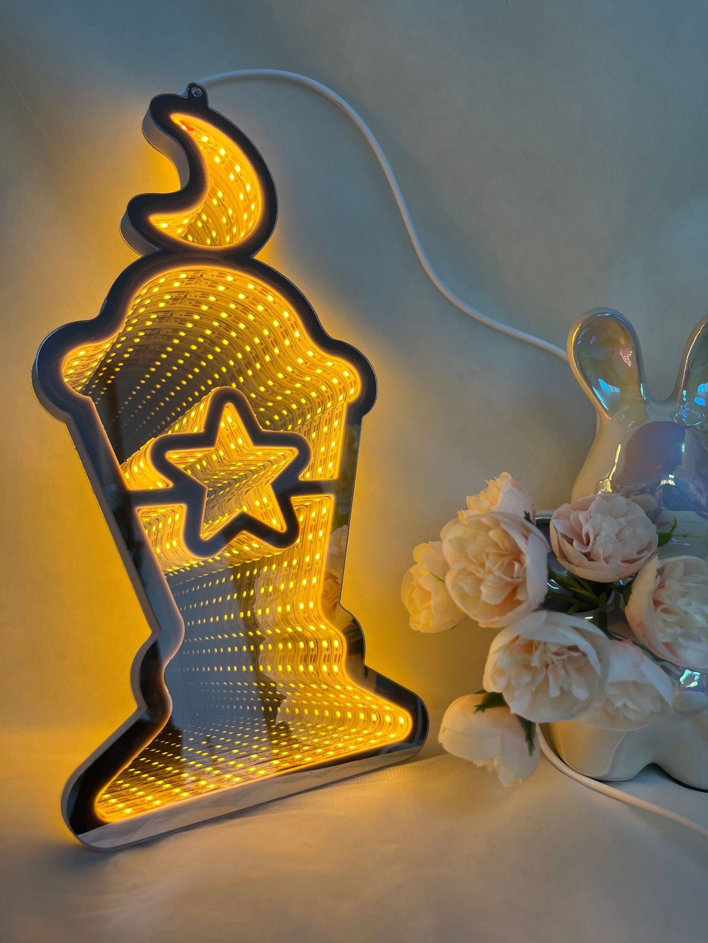 USB lasagna mirror abyss mirror foreign trade luminous led ambient light decorative light curtain light cross-border small oil lamp modeling light