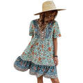 women's floral print v-neck loose fit casual bohemian vacation dress - plus size high-end women's apparel