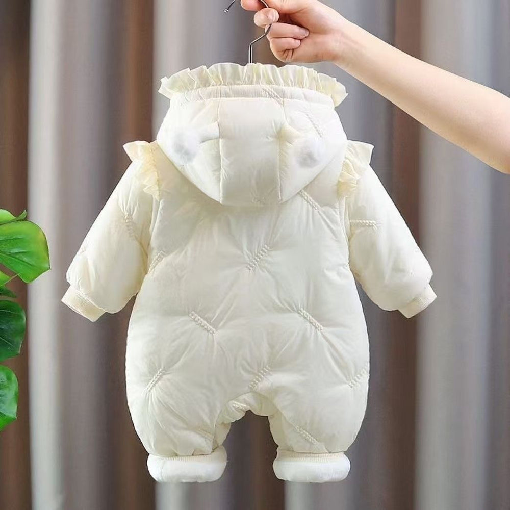Baby clothes winter newborn onesie baby girl romper fleece-lined quilted winter outwear jumpsuit cotton coat