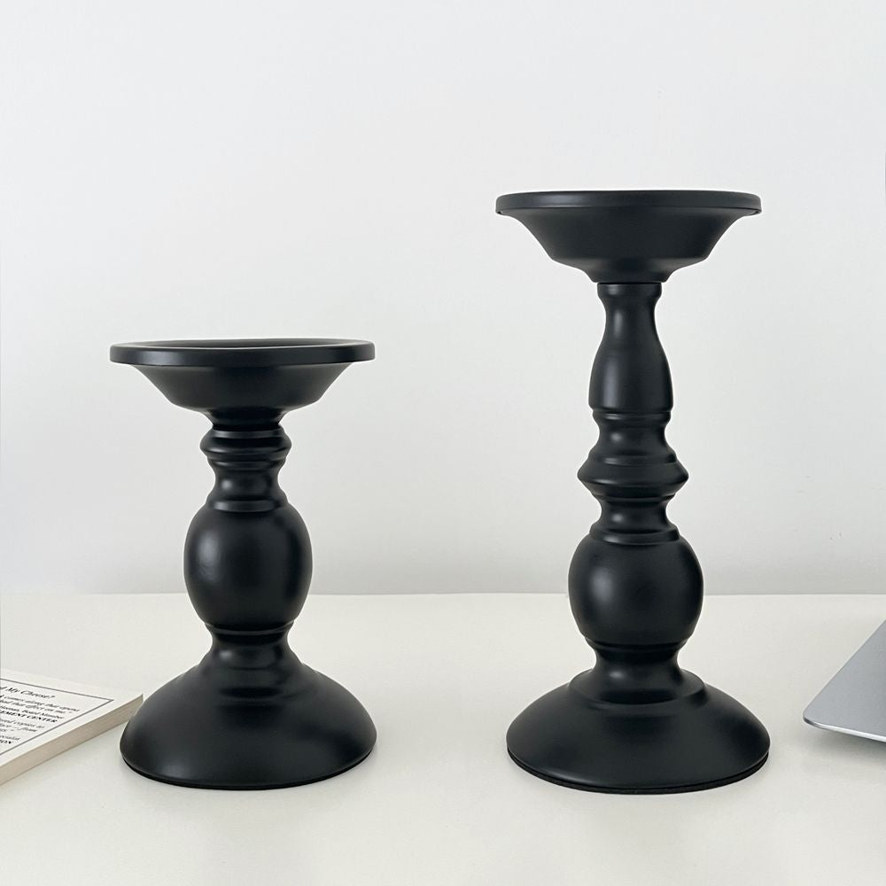 Quirky & creative retro black roman column candle holder - iron art decorative tabletop accent for aromatherapy candles