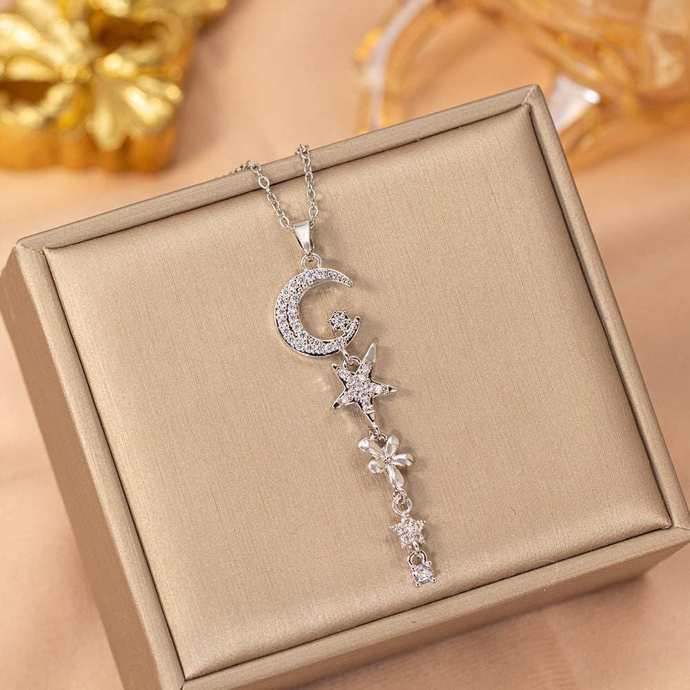 [titanium steel] fashion fashion hot selling tassel necklace women's light luxury high-end versatile clavicle chain jewelry