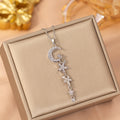 X-8373 steel color-moon necklace [titanium steel chain copper inlaid zirconium pendant]