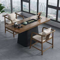 Modern minimalist small apartment balcony solid wood tea table and chair set with integrated tea tray and kettle - 2024 new arrival