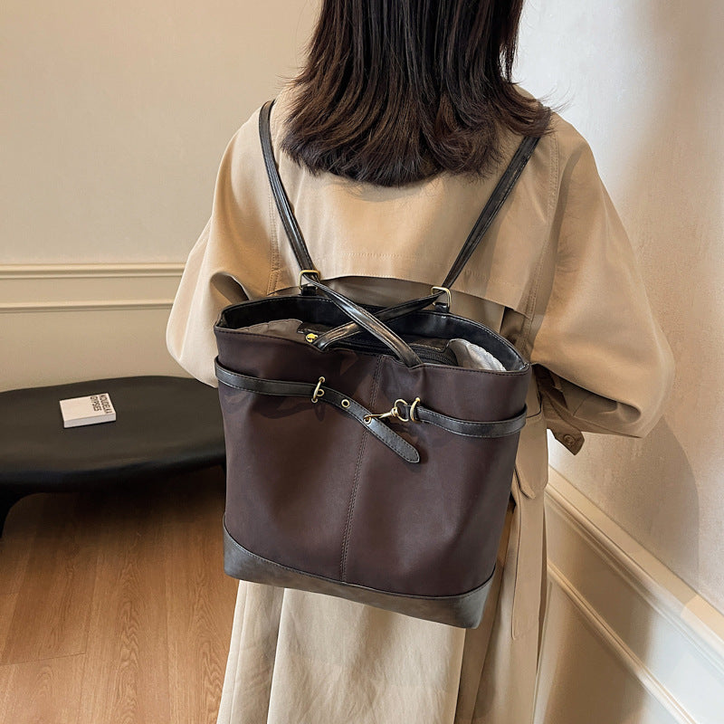 Retro large-capacity backpack bag women's winter 2025 new Korean version of college style shoulder tote bag