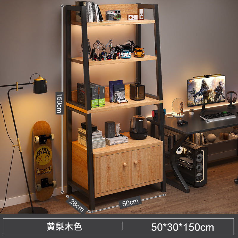 Shelf Floor-to-ceiling storage shelf Multi-layer bookshelf E-sports room Computer table Locker Wrought iron trapezoidal display shelf
