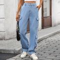 cross-border fashion: new loose-fit drawstring design denim cargo pants for women - perfect for , european & american export, casual & activewear