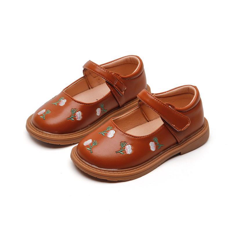 Custom girls' leather shoes - new spring/autumn  collection: little girl's floral flats, soft sole, chinese style princess shoes for toddlers and young children