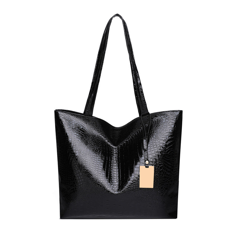 New crocodile-embossed tote bag - large capacity shoulder bag, european and american fashion, versatile minimalist handbag, pu leather commuter bag for women