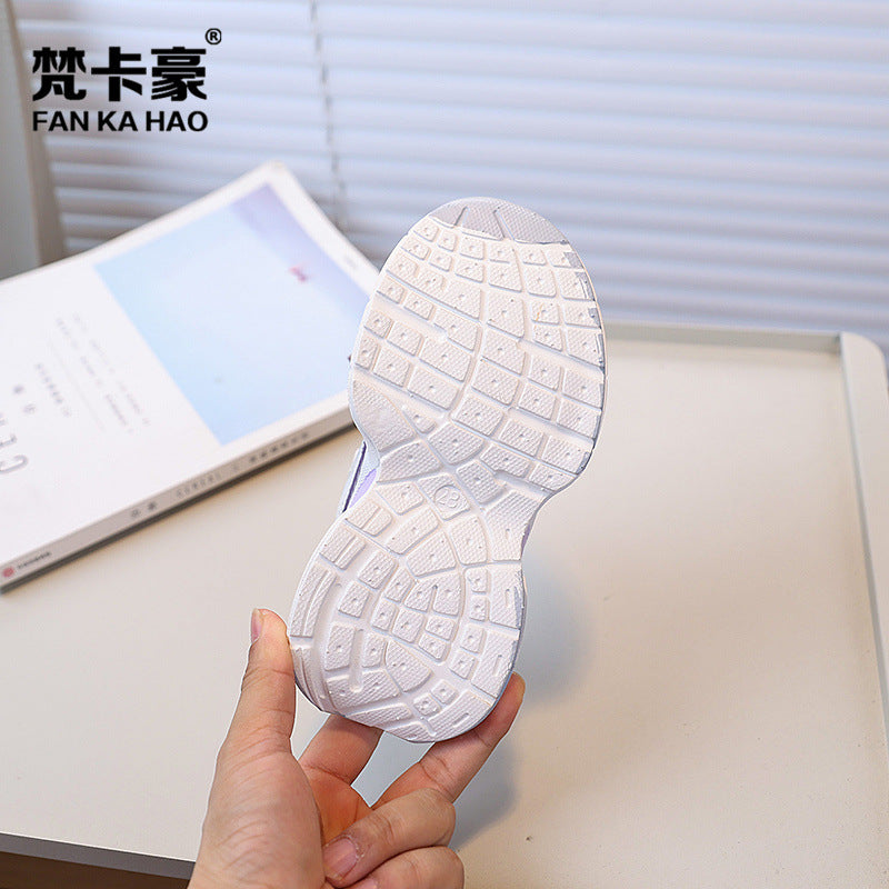 Vancahao kids' sneakers:  autumn new korean style girls' fashion cartoon chunky sneakers, student running shoes