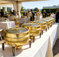 Newly designed stainless steel gold and white 9l thermal pot with alcohol heating, long life and durable hanging lid type food insulation