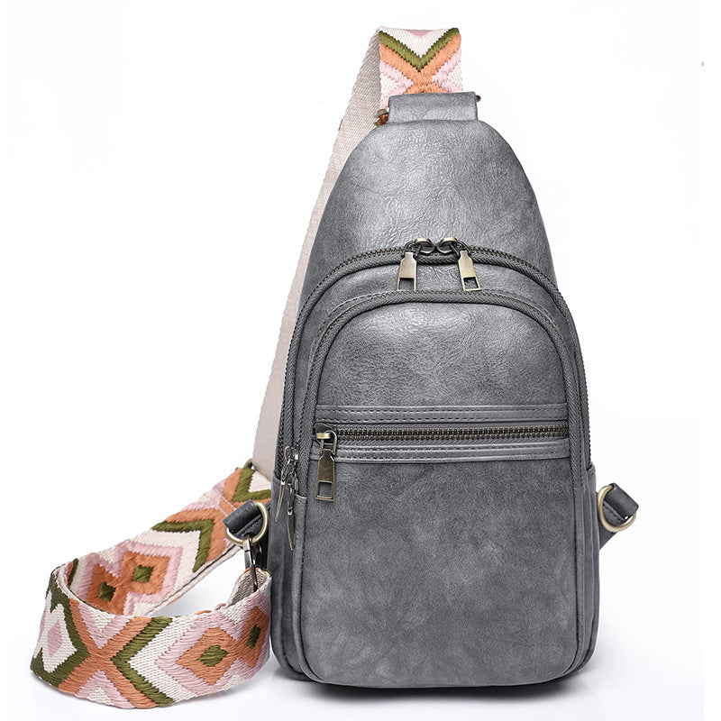 Foreign trade bags women's messenger bag new  breast bag women's PU soft leather retro messenger mobile phone change bag