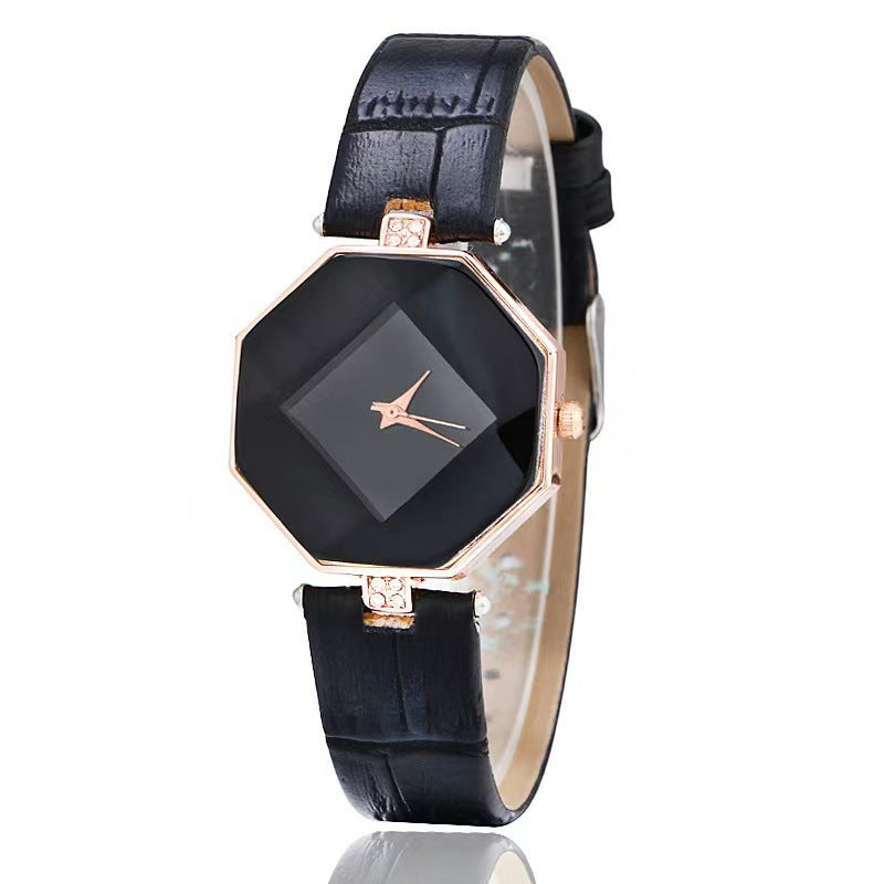 Amazon bestseller korean style wholesale women's champagne watch - prismatic diamond fashion ladies' watch - white