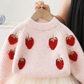 Girls' sweater set : stylish spring/autumn strawberry knit two-piece outfit with tutu skirt