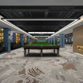 Custom billiard hall carpet - full coverage, printed design, large area, hotel & commercial billiard room nylon fire-retardant b1 carpet