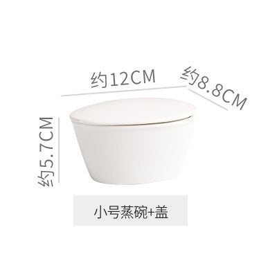 Ceramic household stew pot steamed egg with lid restaurant tea snack steamer special creative water drop steaming bowl egg custard dessert bowl