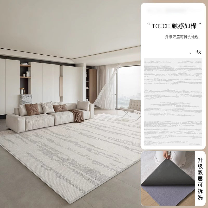Removable and washable cream style living room carpet new arrival double layer loop velvet machine washable accessible luxuryclassycasual bedroom floor mat