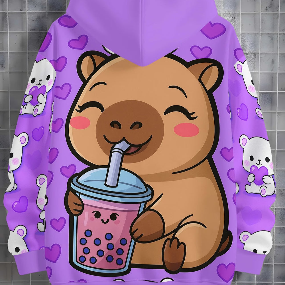 Kids' hoodie jacket, cross-border hot seller: cute cartoon print fashion zip-up hoodie for girls, dropshipping available