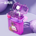 Kids' dual-drink water bottle - square straw sippy cup for school, portable crossbody punk water bottle for boys and girls