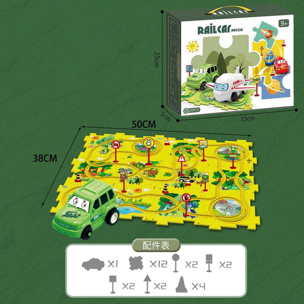 puzzle track car diy free assemble multi-scene map track electric car kids educational toy