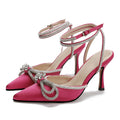Summer closed-toe backless heeled sandals with bow and rhinestone detail - european & american design, unique high-heeled slides for women