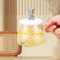 Dropshipping & free shipping: trendy bear glass cup with lid and handle - instagrammable, high-style, cute home water cup