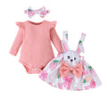 Export cross-border fashion spring & fall new product girlsuit small and medium-sized children lace collar long sleeves + flower printing suspender skirt