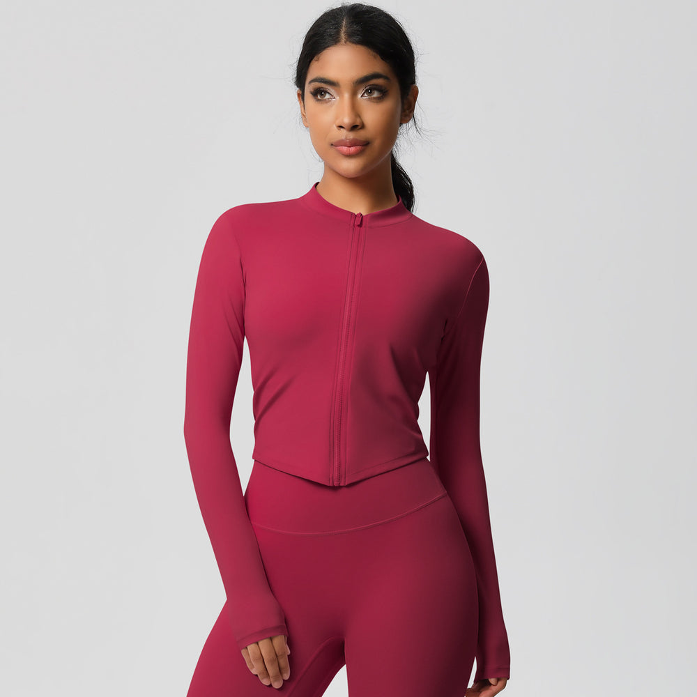 Naked-feel compression zip-up top - quick-dry yoga shirt, perfect for layering, casual wear, running, and fitness. customization available