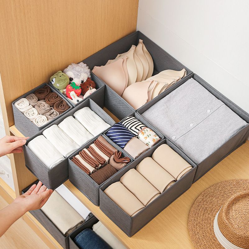 Customized non-woven storage box grid sorting clothes pants foldable drawer storage box desktop fabric