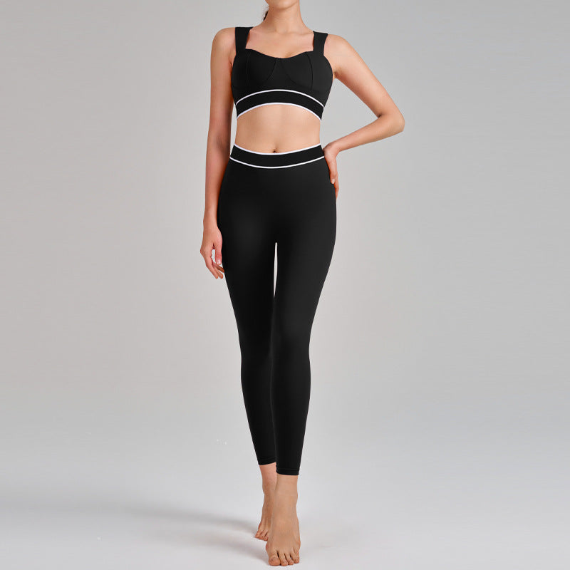 new arrival yoga clothes high waist hip lift tummy control slimming look sling beautiful back running sports intimates bra suit for women