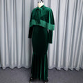 Amazon velvet tassel two-piece set bow tie shawl cinched waist mermaid evening gown dresses