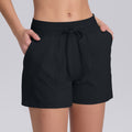 New solid color drawstring pocket yoga training tight yoga shorts high elasticity sports running fitness capri pants for women