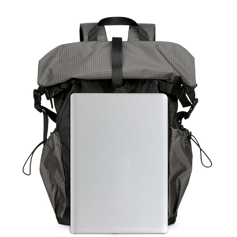 New men's backpack backpack folding roll mouth trend fashion tooling function wind travel leisure backpack men