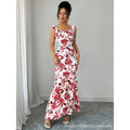 European and american cross-border women's fashion:  spring/summer new arrivals - sweet & fresh high-waisted printed tie-waist dress
