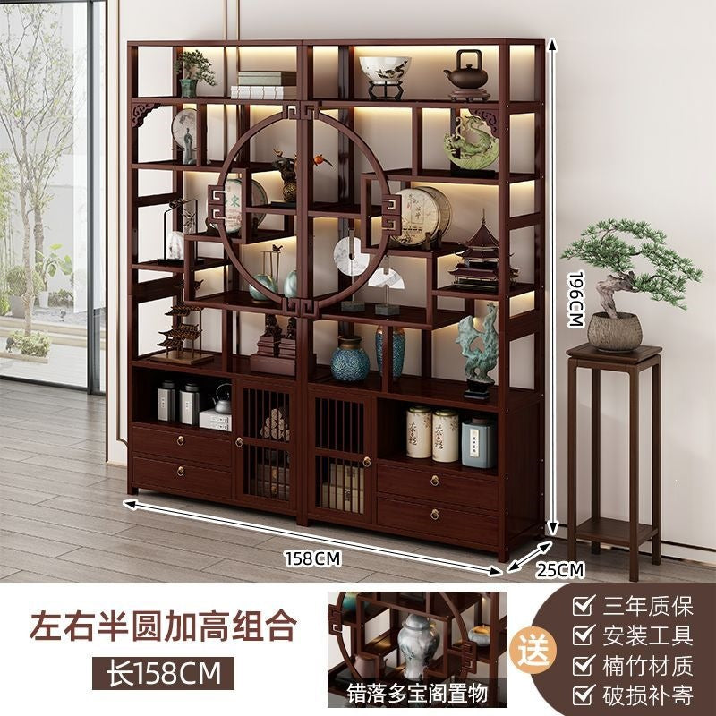 Chinoiserie bogu rack tea set storage rack living room tea display rack duobao pavilion for home tea cabinet purple clay pot display rack