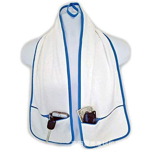 Customizable logo pure cotton sports towel - thickened, bound edge, portable zipper towel - ideal for gyms